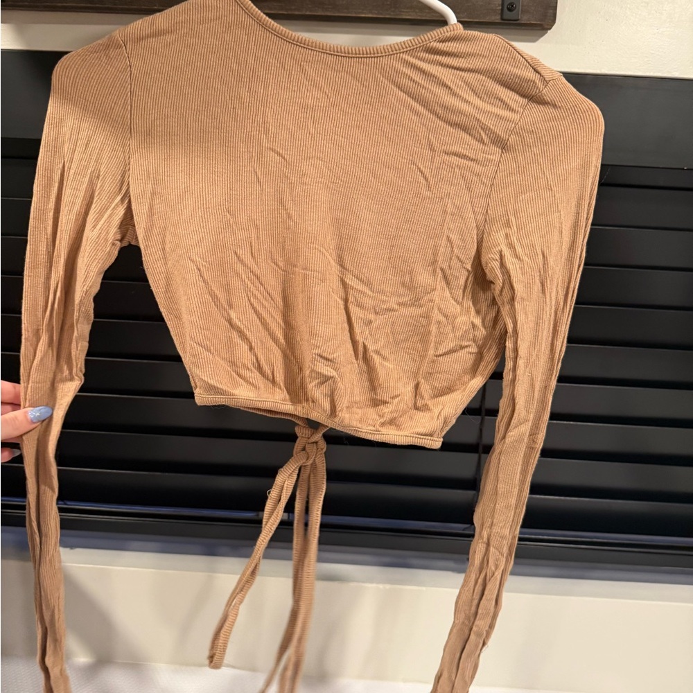 Princess Polly Camel Tie-Back Crop Top